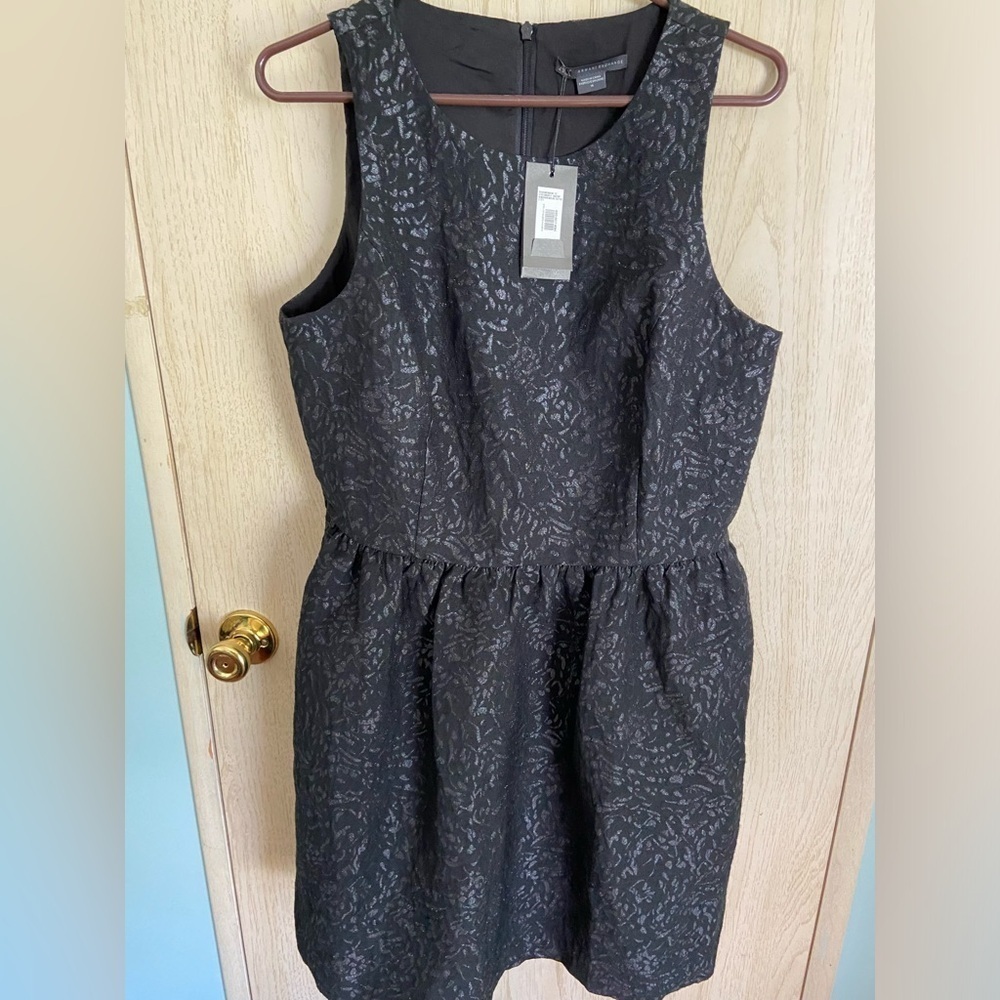 NWT $168 Armani Exchange A|X Fit Flare Jacquard Party Dress Black Sz 14 - Picture 6 of 16
